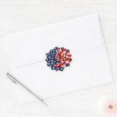Patriotic Flag Floral Illustration ラウンドシール (封筒)