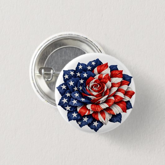 Patriotic Flag Floral Illustration 缶バッジ (正面&裏面)