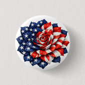 Patriotic Flag Floral Illustration 缶バッジ (正面)