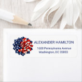 Patriotic Flag Floral Illustration Return Address ラベル (インサイチュ)