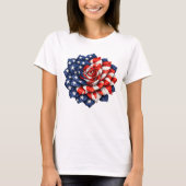 Patriotic Flag Floral Illustration Tシャツ (正面)