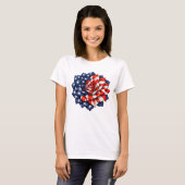 Patriotic Flag Floral Illustration Tシャツ (正面フル)