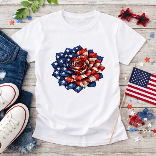 Patriotic Flag Floral Illustration Tシャツ