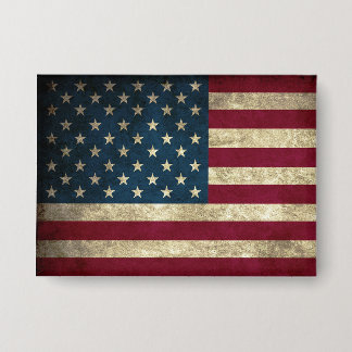Patriotic flag of America 缶バッジ
