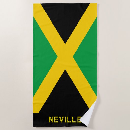 Patriotic Flag of Jamaica ビーチタオル (正面)