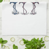 Patriotic Flamingo Trio Vintage Engraving Design_1 キッチンタオル (折り畳み)