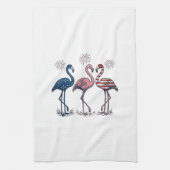 Patriotic Flamingo Trio Vintage Engraving Design_1 キッチンタオル (縦)