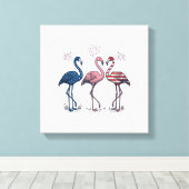 Patriotic Flamingo Trio Vintage Engraving Design_1 キャンバスプリント (インサイチュ (ウッドフロア))