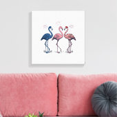 Patriotic Flamingo Trio Vintage Engraving Design_1 キャンバスプリント (インサイチュ (リビング))