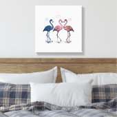 Patriotic Flamingo Trio Vintage Engraving Design_1 キャンバスプリント (インサイチュ (寝室))
