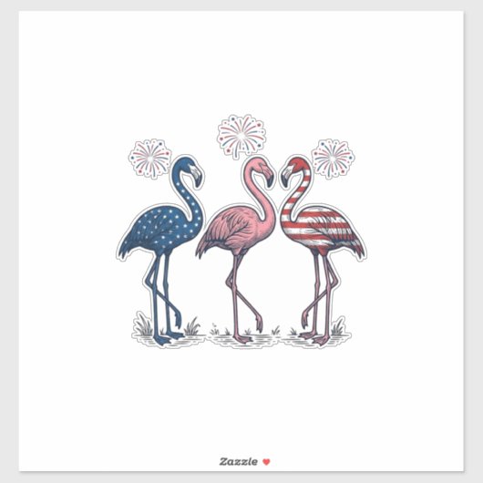 Patriotic Flamingo Trio Vintage Engraving Design_1 シール (シート)