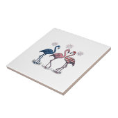 Patriotic Flamingo Trio Vintage Engraving Design_1 タイル (側面)