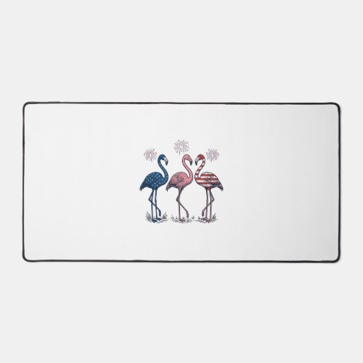 Patriotic Flamingo Trio Vintage Engraving Design_1 デスクマット (正面)