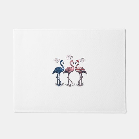 Patriotic Flamingo Trio Vintage Engraving Design_1 ドアマット (正面)