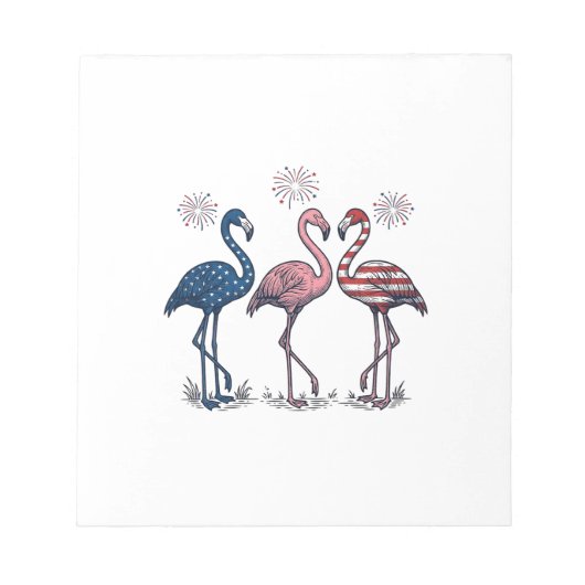 Patriotic Flamingo Trio Vintage Engraving Design_1 ノートパッド (正面)