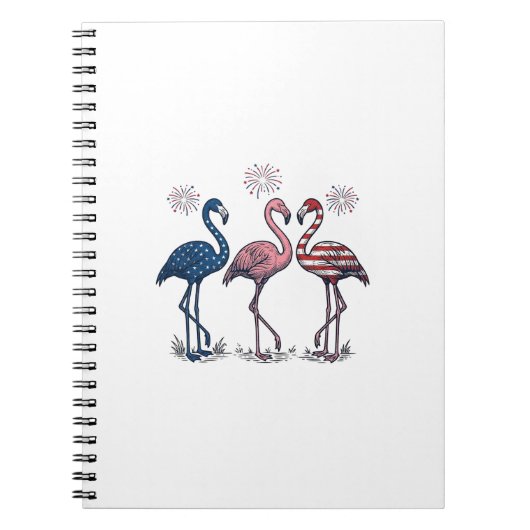 Patriotic Flamingo Trio Vintage Engraving Design_1 ノートブック (正面)