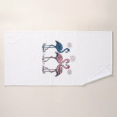Patriotic Flamingo Trio Vintage Engraving Design_1 バスタオル (バスタオル)