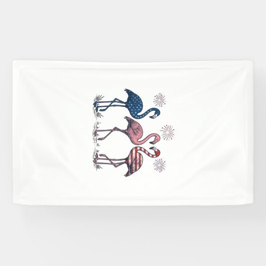 Patriotic Flamingo Trio Vintage Engraving Design_1 横断幕 (横)