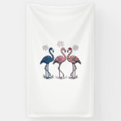 Patriotic Flamingo Trio Vintage Engraving Design_1 横断幕 (縦)