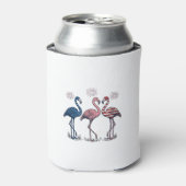 Patriotic Flamingo Trio Vintage Engraving Design_1 缶クーラー (缶正面)