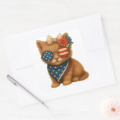 Patriotic floral coquette bow kitten スクエアシール (封筒)