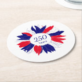 Patriotic Floral USA 250 Years 4th of July  ラウンドペーパーコースター (アングル)