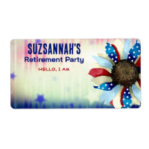Patriotic Flower Retirement Paper Label Name Tags