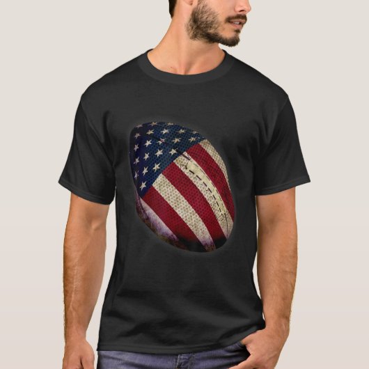 Patriotic Football 7月4日Men USA American Fl Tシャツ (正面)