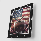 Patriotic Football Flag  スクエア壁時計 (傾斜)