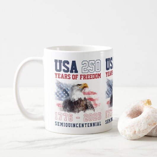 Patriotic Freedom America's 250th Anniversary コーヒーマグカップ (ドーナツ)