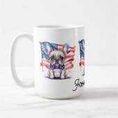 Patriotic French bulldog frenchie mom コーヒーマグカップ (左)