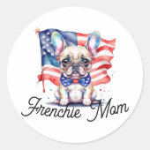 Patriotic French bulldog frenchie mom ラウンドシール (正面)