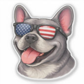 Patriotic French Bulldog Wearing American Flag シール (正面)