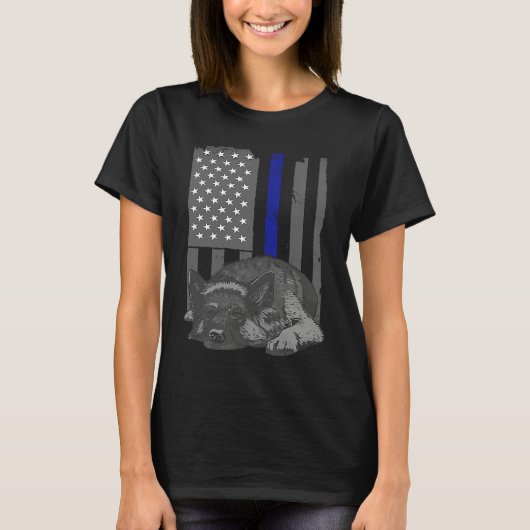 Patriotic German Shepherd America Flag 4th of July Tシャツ (正面)
