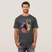 Patriotic German Shepherd American Flag Dog Lover Tシャツ (正面フル)