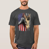Patriotic German Shepherd American Flag Dog Lover Tシャツ (正面)