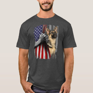 Patriotic German Shepherd American Flag Dog Lover Tシャツ
