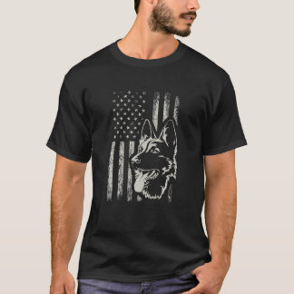 Patriotic German-Shepherd AMERICAN FLAG Dog Lover Tシャツ