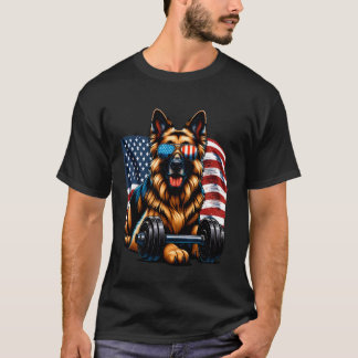 Patriotic German Shepherd Dog Bodybuilding America Tシャツ
