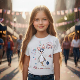 Patriotic Girl's US 250th Celebration Silly Goose  Tシャツ