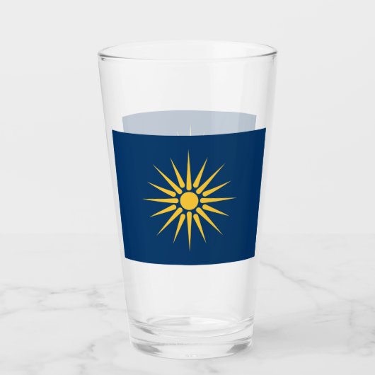Patriotic glass cup with flag of Macedonia, Greece タンブラーグラス (正面)
