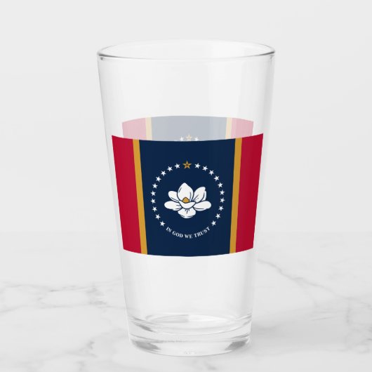 Patriotic glass cup with flag of Mississippi タンブラーグラス (正面)