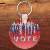 Patriotic Glitter Drip Americana Vote キーホルダー (正面)
