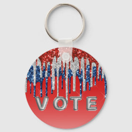 Patriotic Glitter Drip Americana Vote キーホルダー