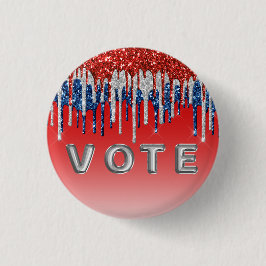 Patriotic Glitter Drip Americana Vote 缶バッジ