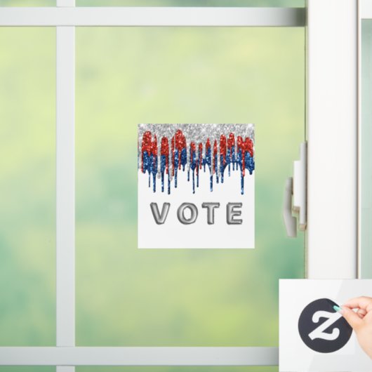 Patriotic Glitter Drip Border Vote ウィンドウサイン (ホーム)