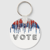Patriotic Glitter Drip Border Vote キーホルダー (正面)