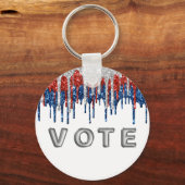 Patriotic Glitter Drip Border Vote キーホルダー (正面)