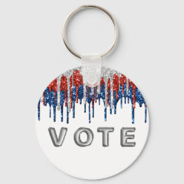 Patriotic Glitter Drip Border Vote キーホルダー