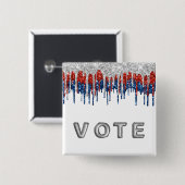 Patriotic Glitter Drip Border Vote 缶バッジ (正面&裏面)
